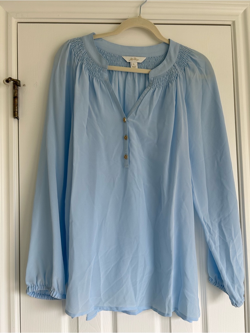 Lilly Pulitzer Elsa Silk Blouse, Bluette, size XL, NWOT